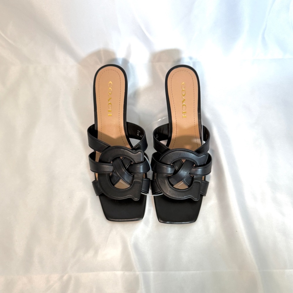 COACH Kellie Chic Black Leather Sandals NWOT